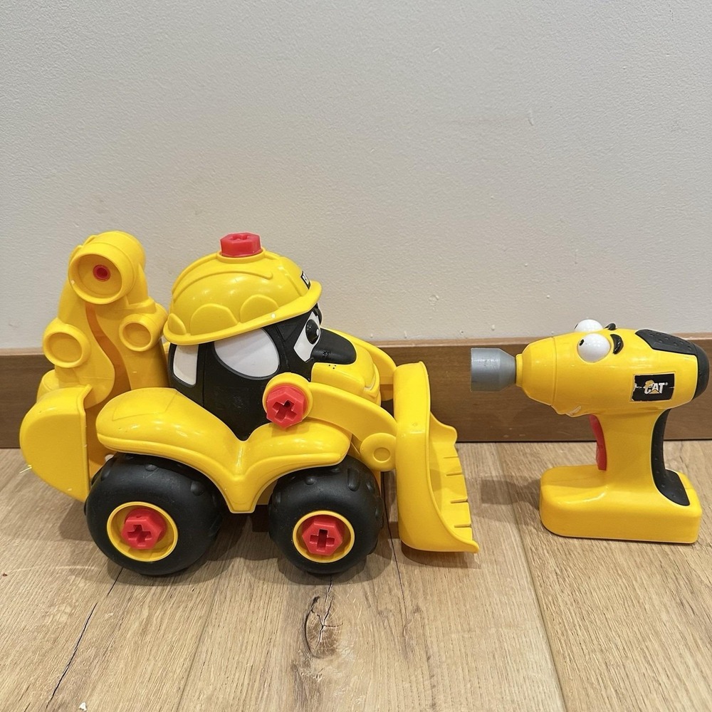 VTG CAT‎ Construction Building' Crew Take-a-part Backhoe & Drill Toy Caterpillar